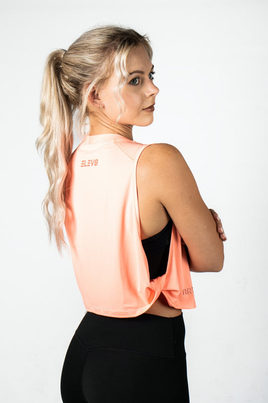 Elev8 Virtue Side Slit Tank Coral — womens training tank SA
