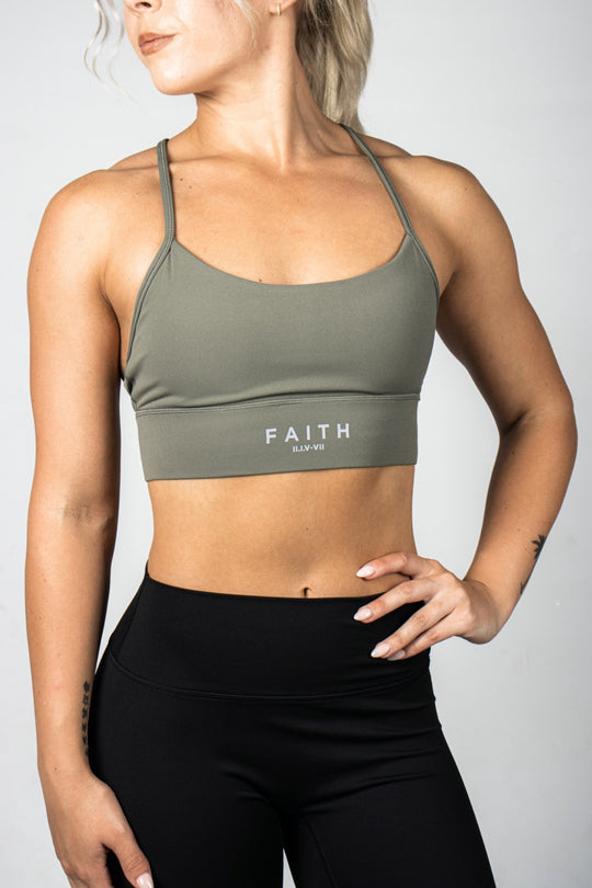 Elev8 army green womens training bra — gym sports bra South Africa