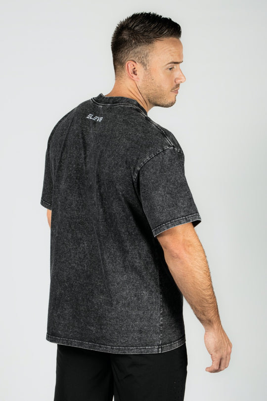 Elev8 mens black oversized tee back view — gym clothing South Africa