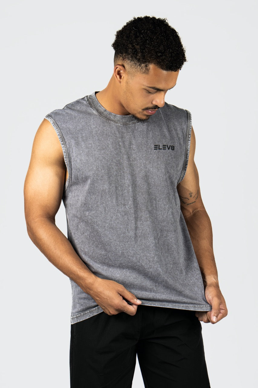 Elev8 gray sleeveless workout top men — activewear SA