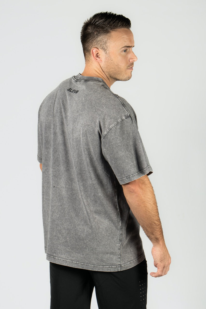 Elev8 gray oversized washed tee back — mens activewear South Africa