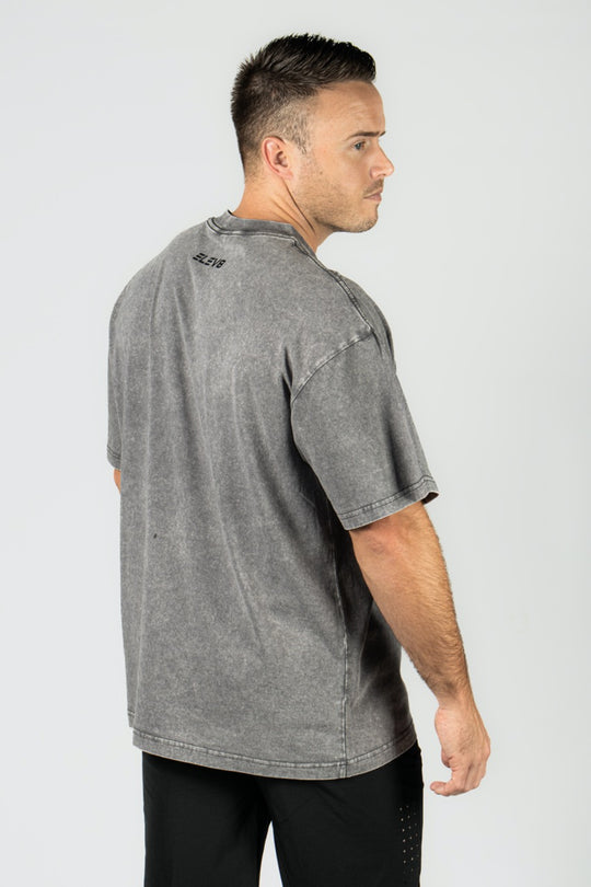Elev8 gray oversized washed tee back — mens activewear South Africa