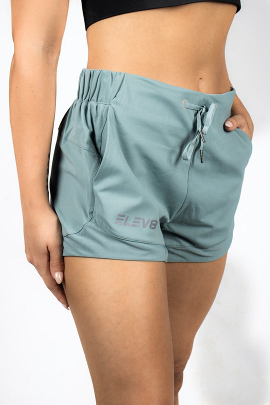 Elev8 Ladies Core Training Shorts Green — womens gym shorts South Africa