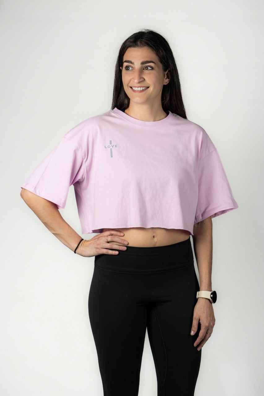 Elev8 Lover Crop Tee lilac full length — womens gym apparel South Africa