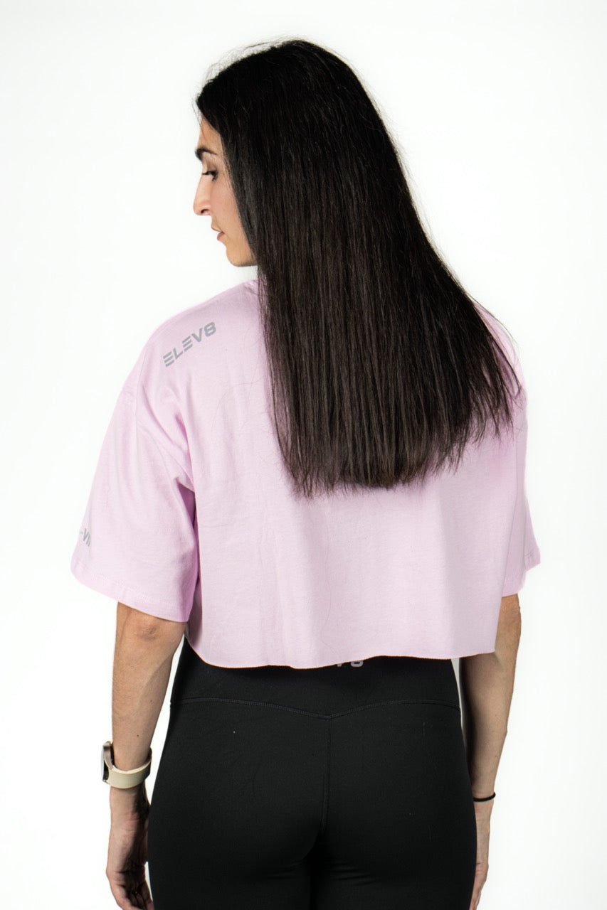 Elev8 purple womens crop tee back — casual gym clothing South Africa