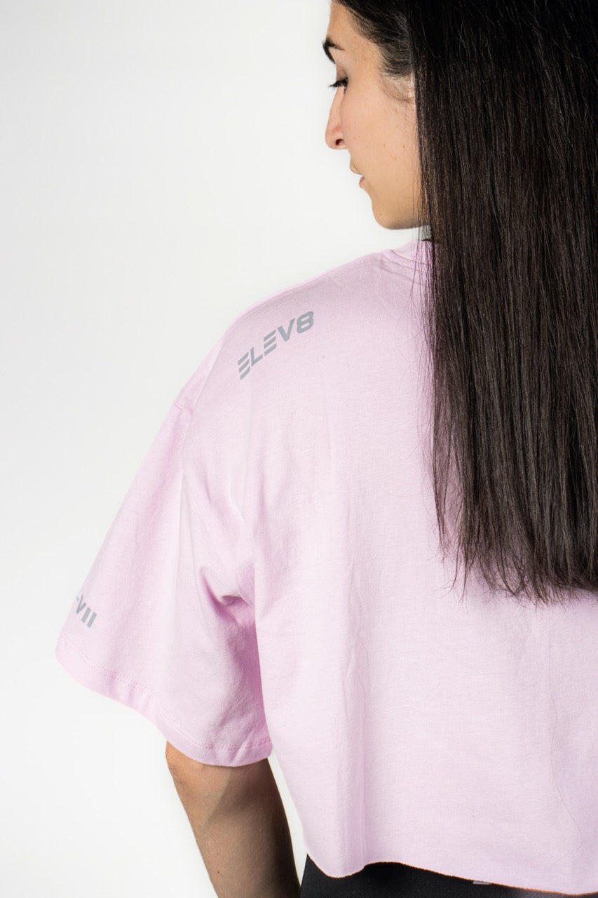 Elev8 purple oversized crop tee back view — womens activewear South Africa