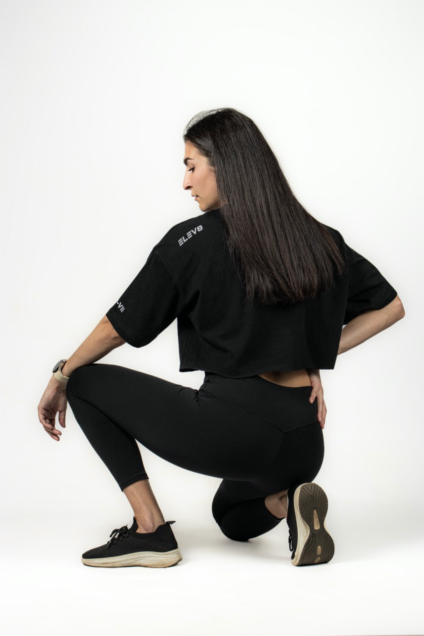 Elev8 Lover Crop Tee Black — womens casual gym top South Africa
