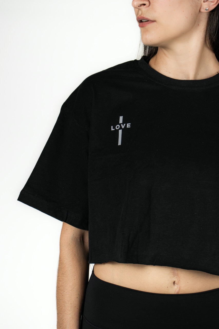 Elev8 Lover Oversized Crop Tee Black — womens crop t-shirt South Africa