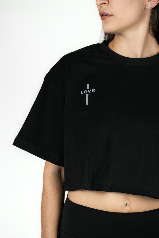 Elev8 Lover Oversized Crop Tee Black — womens crop t-shirt South Africa