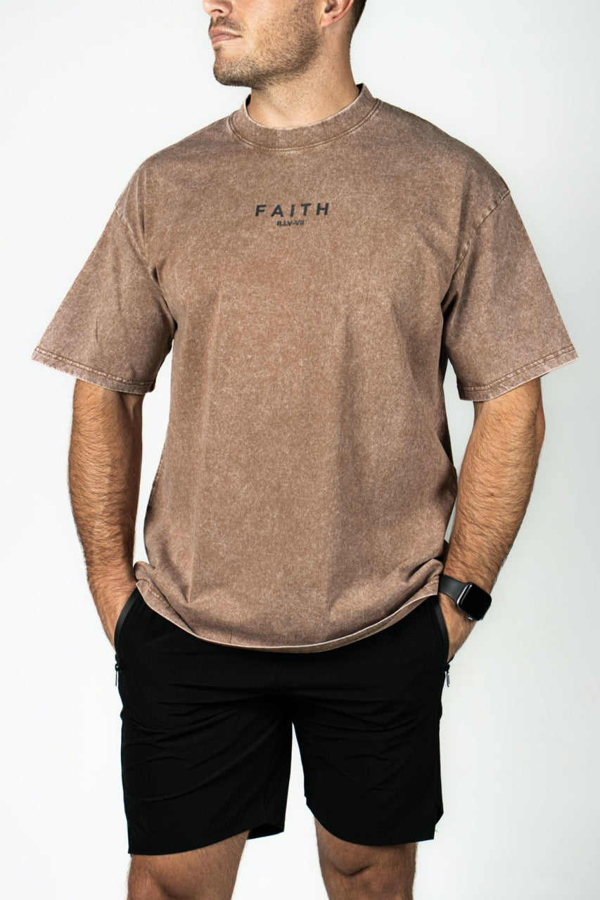 Elev8 brown Faith Oversized Tee — mens gym and lifestyle shirt South Africa
