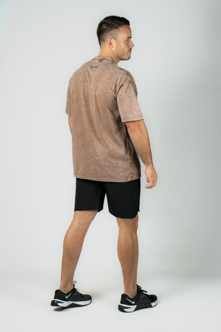 Elev8 brown Faith Tee full length — mens casual training shirt South Africa