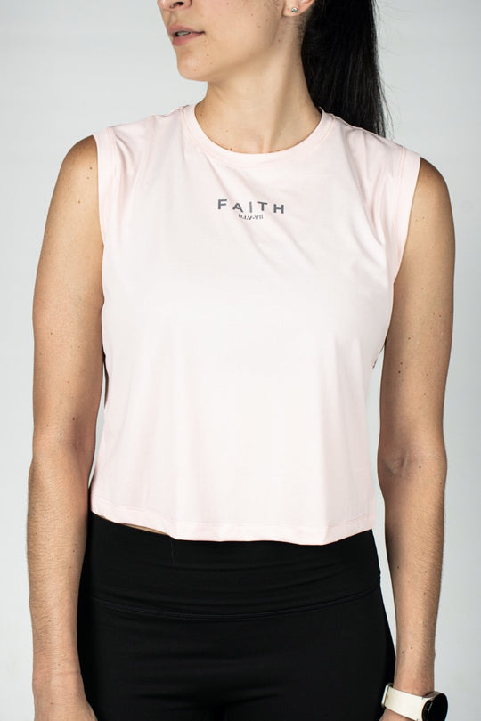 Elev8 Faith Muscle Crop Tank Pink — womens gym crop tank South Africa