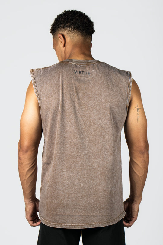 Elev8 brown mens gym tank top back — faith fitness apparel SA