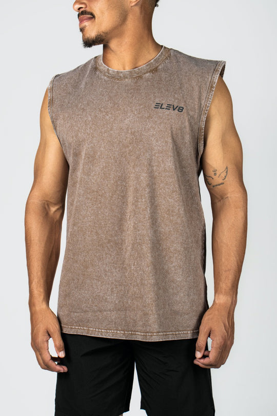 Elev8 Virtue Training Tank Brown — mens sleeveless gym shirt SA